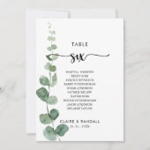 Groene Eucalyptus Tabel Nummer 6 Zitkuur Kaart (Voorkant)