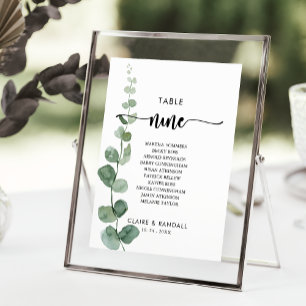 Groene Eucalyptus Tafel Nummer 9 Stoelenplattegron Kaart