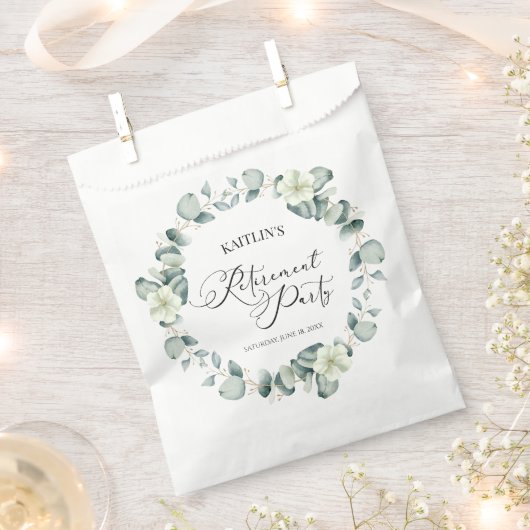Groene eucalyptus verlaat botanische pensioenparti bedankzakje (Geknipt)
