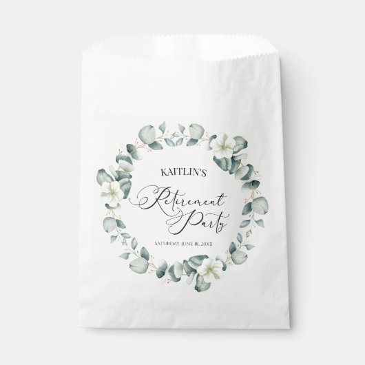 Groene eucalyptus verlaat botanische pensioenparti bedankzakje (Voorkant)