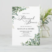 Groene eucalyptus verlaat bruiloft repetitie diner kaart (Staand voorkant)