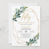 Groene eucalyptus vijftig en geweldig 50ste verjaa kaart (Voorkant)