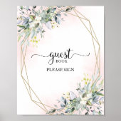 Groene Eucalyptus Waterverf Guestbook Bord Poster (Voorkant)