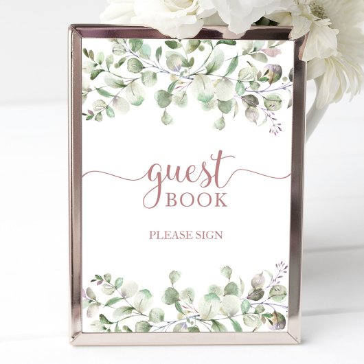 Groene Eucalyptus Waterverf Guestbook Handtekening Poster