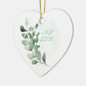 Groene eucalyptusbladeren keramisch ornament (Links)