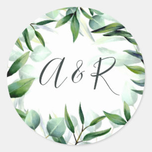 Groene eucalyptusbladeren ronde sticker