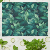 Groene eucalyptusbladeren theedoek (Gevouwen)