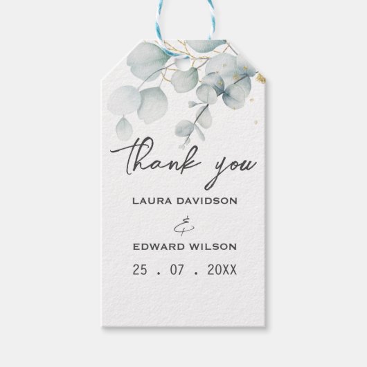 Groene eucalyptusgroene bloemtuin cadeaulabel (Voorkant)