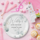 Groene eucalyptusgroene bloemtuin papieren bordje (Feest)