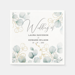 Groene eucalyptusgroene bloemtuin servet