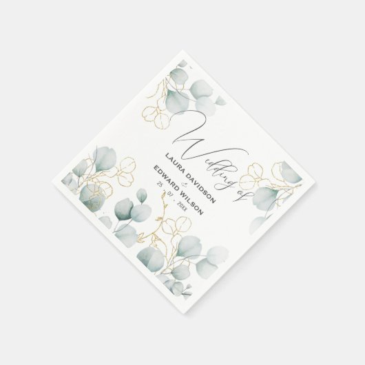 Groene eucalyptusgroene bloemtuin servet (Hoek)