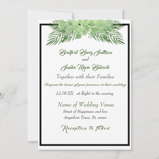 Groene Eucalyptuspalmbladeren Elegant Wedding (Voorkant)