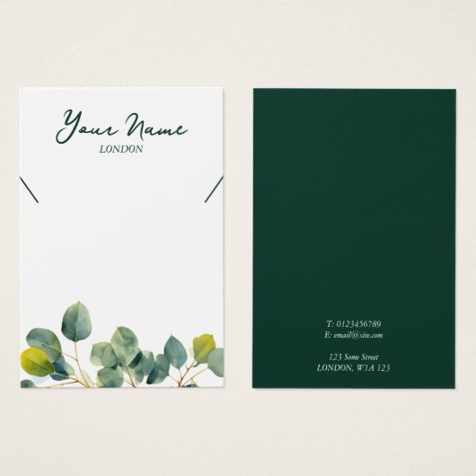 Groene eucalyptustak bladzijde ketting display visitekaartje (Voorkant /achterkant)