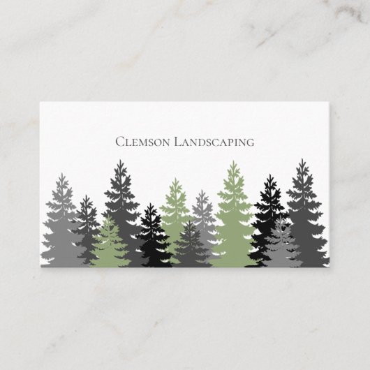 Groene Evergreen Trees Elegant Professional Visitekaartje (Voorkant)
