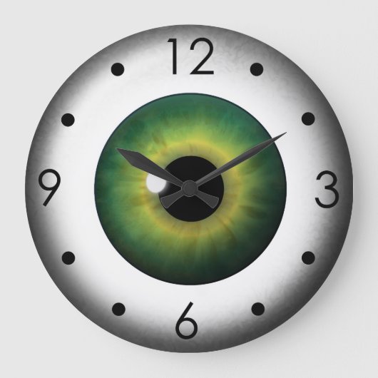 Groene Eyeball Iris Eye Aangepaste Grote  Grote Klok (Voorkant)
