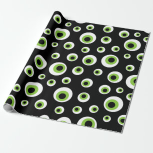 Groene Eyeballen   Halloween Pattern Cadeaupapier