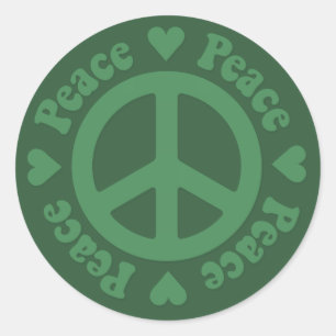 Groene Fade Peace-teken Ronde Sticker