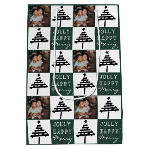 Groene Familie Kerstboom Foto Medium Cadeauzakje