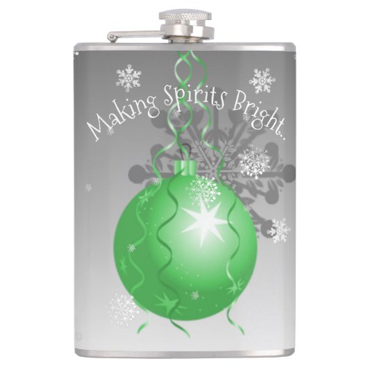 Groene Fancy kerstsierfles Heupfles (Voorkant)