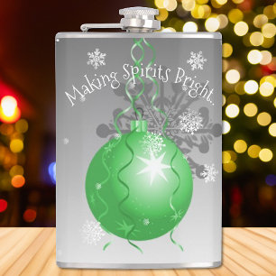 Groene Fancy kerstsierfles Heupfles