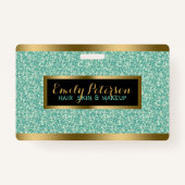 Groene Faux Glitter Gouden Accenten Badge (Achterkant)