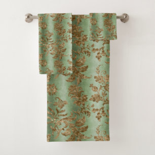 Groene Faux Gouden Fluweel Elegante Badkamer Bad Handdoek