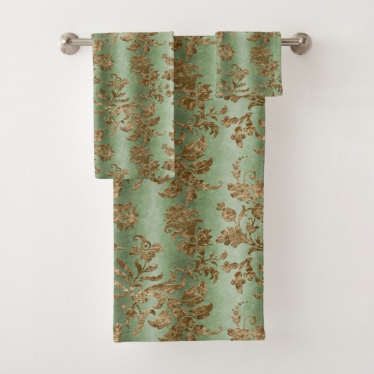Groene Faux Gouden Fluweel Elegante Badkamer Bad Handdoek (Insitu)