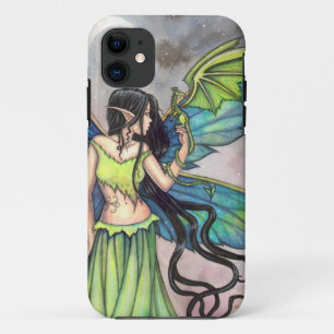 Groene fee- en draakfantasie kunst iPhone 11 hoesje