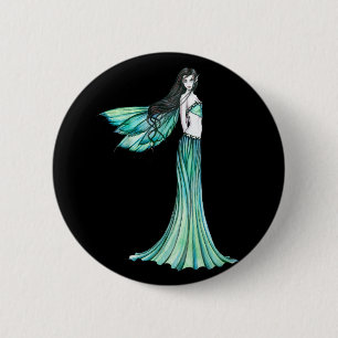 Groene fee knopspeld ronde button 5,7 cm
