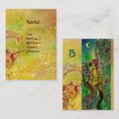 GROENE FEE MET GOUDEN BLOEMSCHITTERENDE MONOGRAM VISITEKAARTJE (Voorkant / Achterkant)