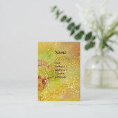 GROENE FEE MET GOUDEN BLOEMSCHITTERENDE MONOGRAM VISITEKAARTJE (Staand voorkant)