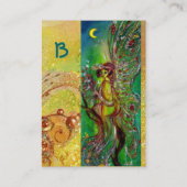 GROENE FEE MET GOUDEN BLOEMSCHITTERENDE MONOGRAM VISITEKAARTJE (Achterkant)