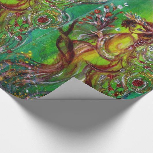 GROENE FEE MET GOUDEN ZILVEREN SPRANKELS IN MAANLI CADEAUPAPIER (Hoek)