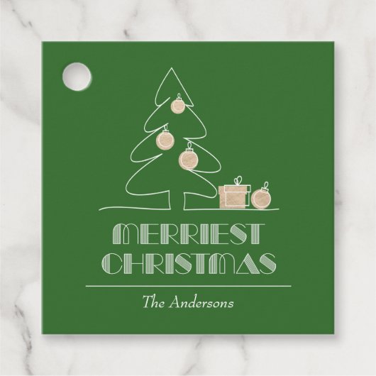 Groene feestdag met vrolijke kerstbomen bedankjes labels (Voorkant)