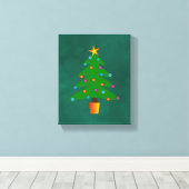Groene feestelijke kerstboom canvas afdruk (Insitu (Houten vloer))