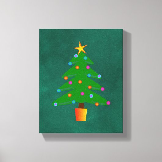Groene feestelijke kerstboom canvas afdruk (Voorkant)