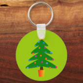 Groene feestelijke kerstboom sleutelhanger (Voorkant)