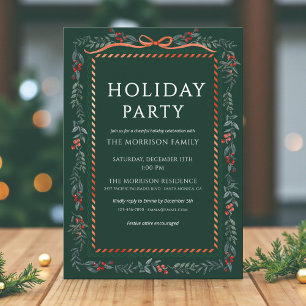 Groene feestelijke kerstparty boog festijn kaart