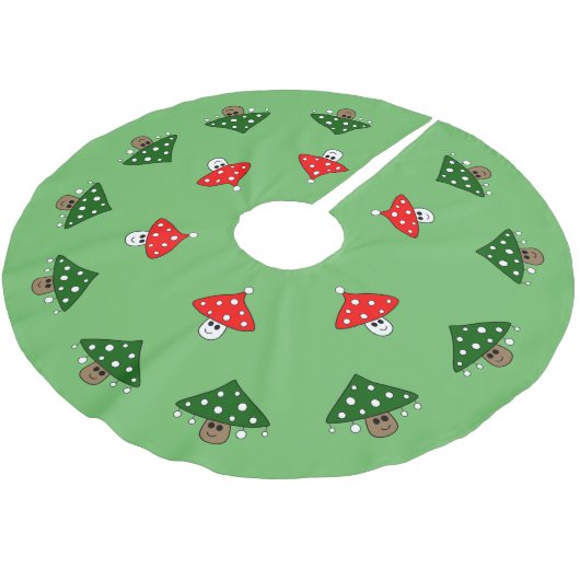 Groene feestelijke paddenstoelen boomrok kerstboom rok (Gekanteld)