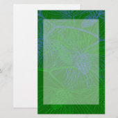 Groene feestnamepatroon platte fabriek briefpapier (Voorkant / Achterkant)