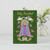 Groene Feliz Navidad Kerstvrouw van Guadalupe (Staand voorkant)