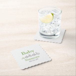 Groene Fiets Baby shower Kartonnen Onderzetters