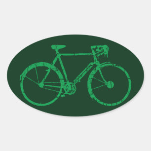 groene fiets . fietsen koel ovale sticker