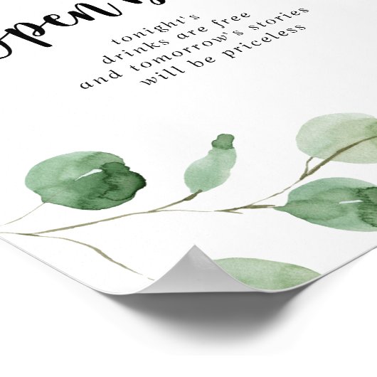 Groene fijne eucalyptus Weddenschap met open balk Poster (Hoek)