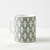 Groene Fleur-de-Lys Lattice Koffie Mok (Voorkant links)