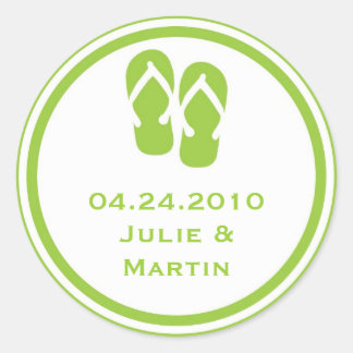 Groene flip flop string bruiloft gunst label zegel