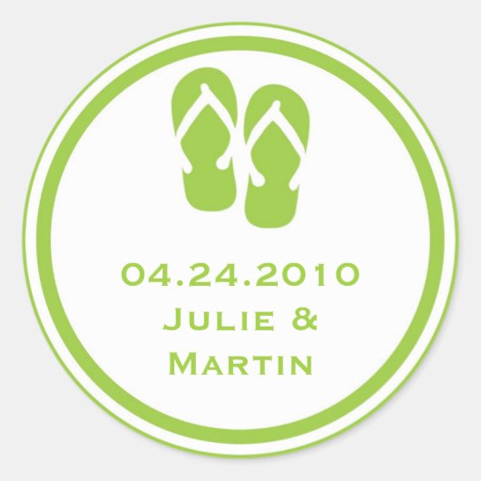Groene flip flop string bruiloft gunst label zegel (Voorkant)