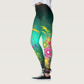 Groene Floral Aangepaste Naam Leggings Yoga Pants (Links)