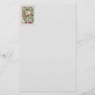 Groene Floral Cross Briefpapier