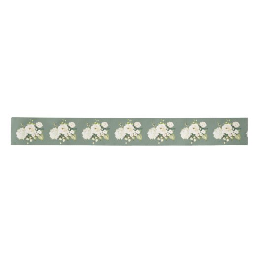 Groene Floral Elegant Satin Ribbon Lint (Voorkant)